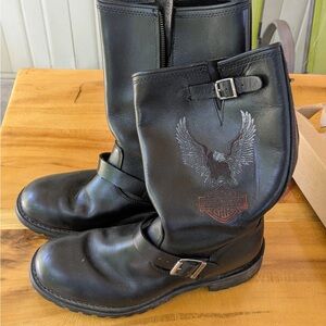 Harley-Davidson Black Riding Boots with Eagle Emblem